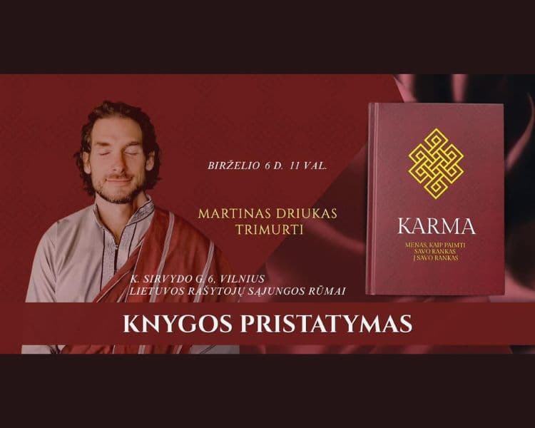 Buchvorstellung von Martinas Driukas Trimurti: „Karma“, Veranstaltung in Vilnius