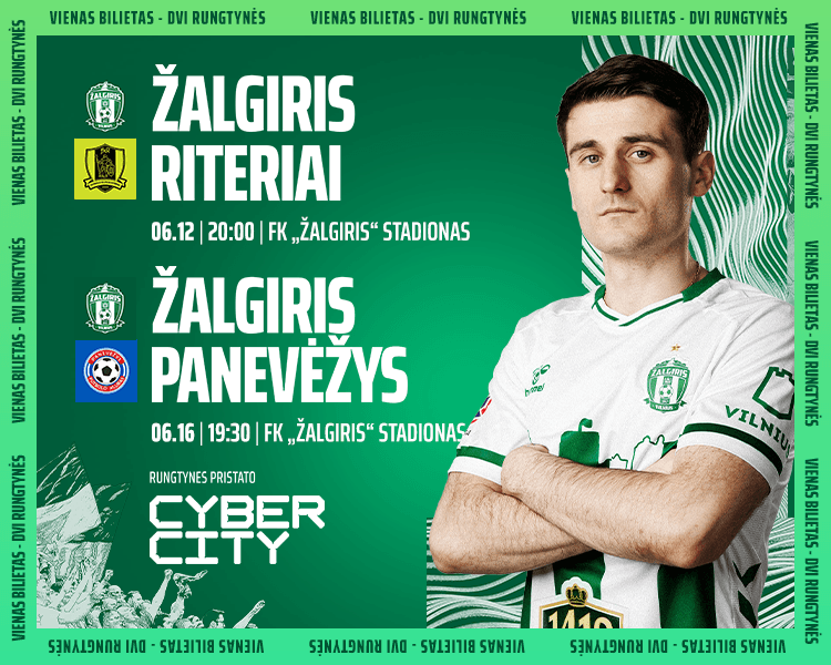 Double Ticket: TOP Lyga Matches FK Žalgiris – Riteriai / Panevėžys, event in Vilnius